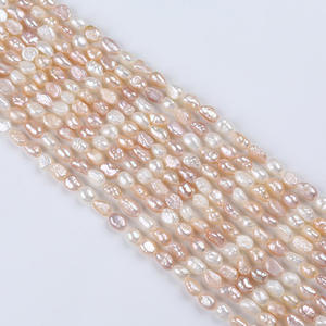 Cadena de Perlas de Agua Dulce Barrocas Pequeñas de 4-5 mm, Color Rosa, de Doble Cara, para Joyería DIY, Perlas Naturales de Agua Dulce con Orificio Recto, al por Mayor - Product Image 5