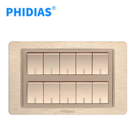 Usine de gros BS standard PC cuivre électrique 3 broches prise murale avec 4 gang 1 voie interrupteur de commande de lumière