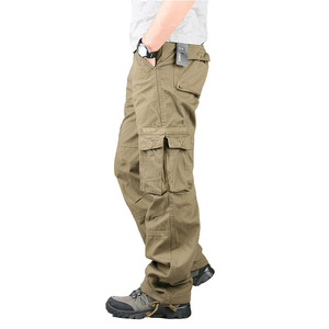 Pantalones Casuales Holgados con Múltiples Bolsillos para Hombre, Pantalones Cargo de Trabajo de Algodón de Talla Grande para Hombre para Exteriores - Product Image 3