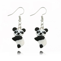 Orecchini a forma di panda in argilla polimerica in stile cinese orecchini a forma di animale in terracotta morbida fatti a mano per donna