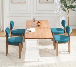 Juego de 2 sillas de comedor modernas de lujo, marco de madera de goma de chenilla verde azulado, estilo elegante de restaurante para el comedor del hogar - Product Image 3