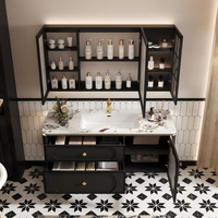 Cuvette intégrée de luxe en marbre français taille personnalisable vanités de salle de bain en chêne avec design moderne Table de lavabo personnalisée