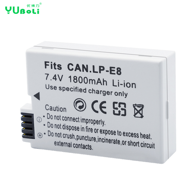 1800mAh Popular Camera Battery LP-E8 for Canon EOS 550D 600D 650D 700D EOS Kiss X4 X5 X6i Rechargeable Lithium-ion Battery