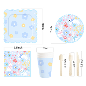 DAMAI - Juego de Vajilla Desechable con Diseño de Flores Silvestres para Fiestas Temáticas de Primavera, Platos y Servilletas de Papel para Bodas y Pascua - Product Image 5