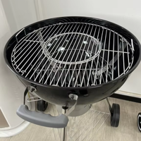 Barbecue à charbon de bois rond style pomme de 18,5 pouces en acier avec fumoir, chariot de transport inclus – Offre spéciale pour cuisine extérieure