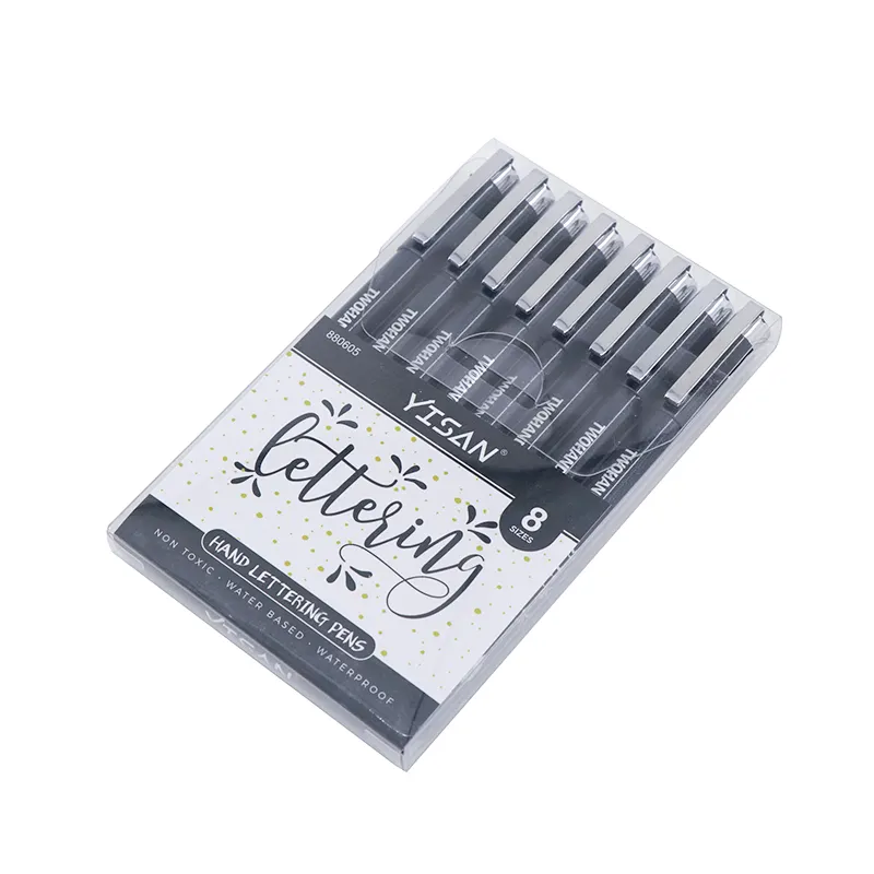 2024 sıcak satış YISAN premium siyah Pigment astar cetvel kalemi Fineliner kalem 8 DIY çizim için çeşitli ipuçları