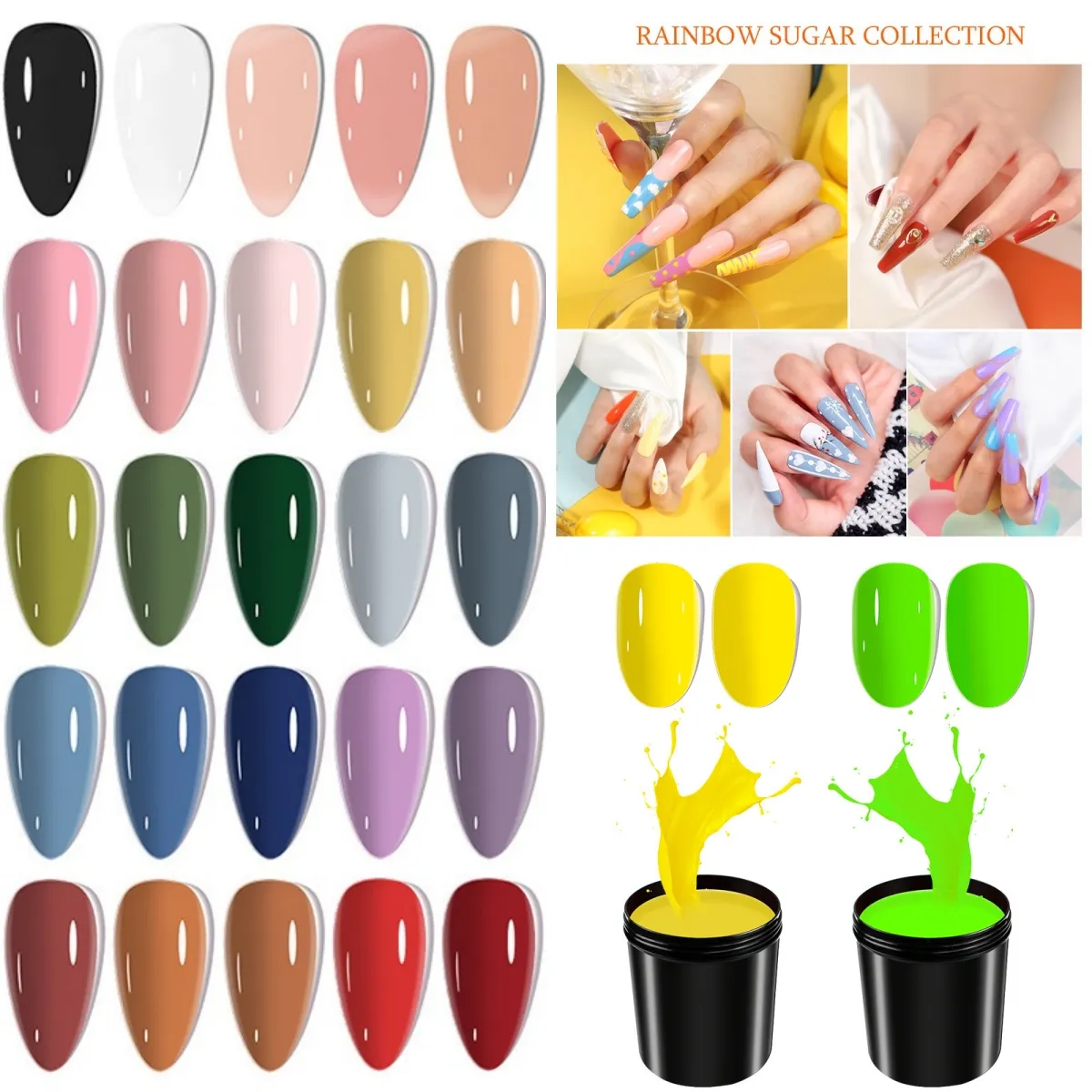 Venta al por mayor de suministros para decoración de uñas protección del medio ambiente empapado UV Sweet Miss Color Gel esmalte de uñas 1kg muestras gratis