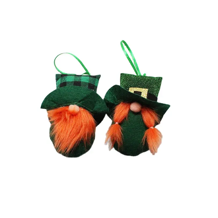 Grosir hari St. Patrick Swedish hiasan gantung Tomte buatan tangan ornamen gantung Irlandia Leprechaun Gnome untuk pesta Hari St. Patrick