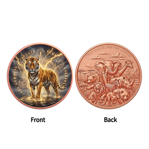 Moneda Conmemorativa Primal Tiger Strength <span class=keywords><strong>de</strong></span> 1 oz, Cobre Puro, Impresión UV, Bestia Mítica, Runas <span class=keywords><strong>de</strong></span> Rayo, Animal Espiritual, Totem, Medallón - Product Image 2