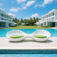 Silla Escultórica de Fibra de Vidrio con Forma de Concha Marina, Banco Creativo con Diseño de Concha para Resort, Piscina, Hotel, Patio