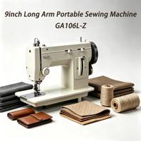 Machine à Coudre Industrielle à Bras Long de 9 Pouces avec Pied Entraîneur, Point Droit et Zigzag