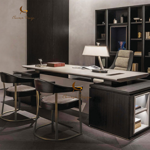 Escritorio de Oficina Moderno Desmontable de Madera Oscura con Amplia Superficie de Trabajo, Escritorio de Lujo de Dos Tonos con Tablero Grueso y Plano - Product Image 2
