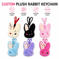 Porte-clés en peluche lapin d'Halloween avec broderie unique, jouet en peluche lapin, breloque souple portable pour sac à dos