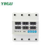 Protecteur de tension triphasé YOGU 1-100A 230V 3p+N Limiteur de courant de surtension et de sous-tension Réglable Protection contre les surtensions