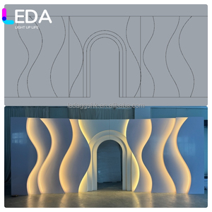 LEDA - Fondo de Escenario Moderno para Bodas, Diseño de Ondas Blancas, PVC 3D, Decoración de Escenario con Luz LED - Product Image 6