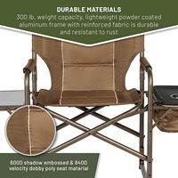 Chaise de camping pliable avec glacière et table latérale, en fer robuste pour adultes, supporte 300 lb