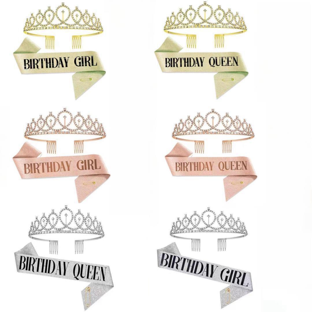 Fascia Corona Di Compleanno Per Ragazze – Scritta "Happy Birthday" Con Strass, Colore Oro, 16.5 Cm