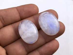 2pcs Natural Rainbow <b>Moonstone</b> Gemstone Smooth Oval Shape Cabochons for Wire Wrapped Jewelry Beads - Product Image 2