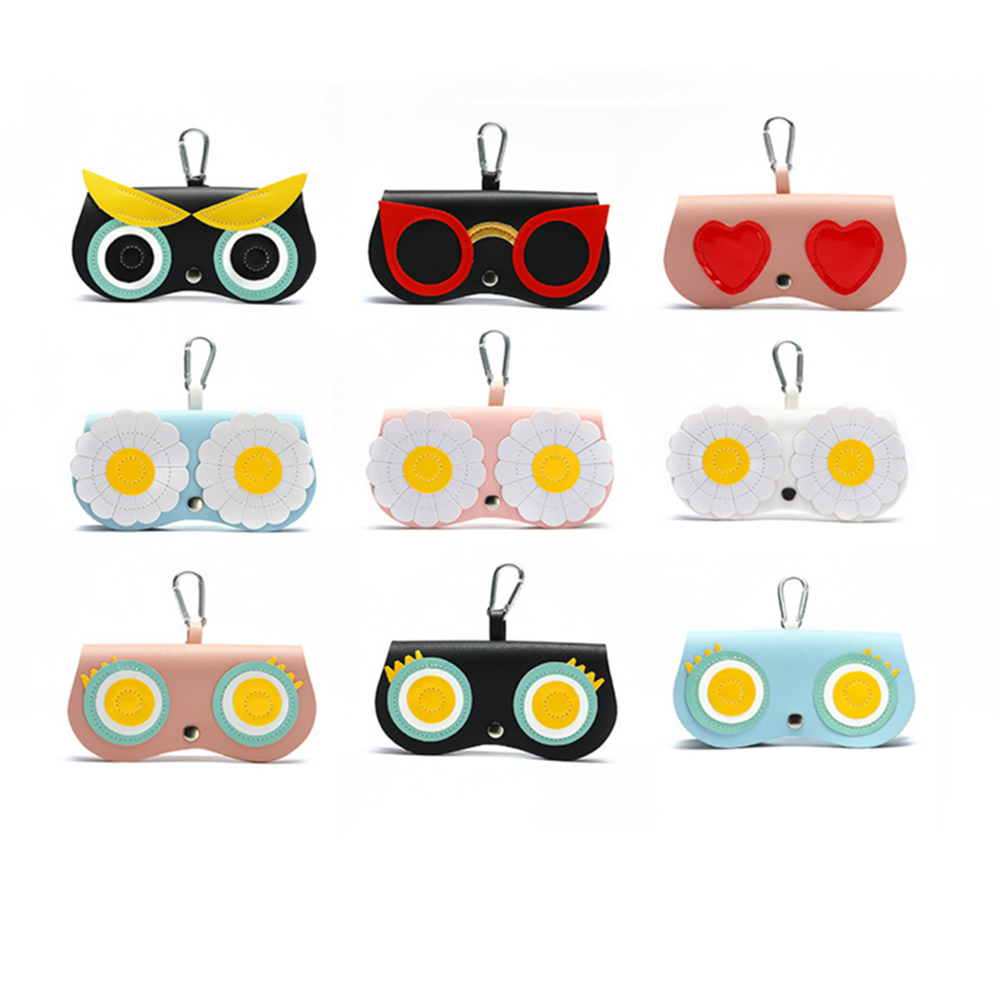 Новинка 2021, портативный милый мультяшный футляр для солнцезащитных очков из искусственной кожи, держатель для очков, защитный футляр для очков