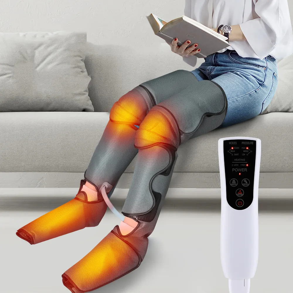 Ağrı kesici ayak diz buzağı ve bacak sıkıştırma masaj botları hava basıncı tam ayak masaj aleti ısı ile
