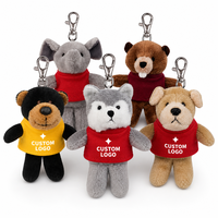 Vente en gros pas cher 10cm porte-clés peluche personnalisé peluche chien loup porte-clés animaux peluches