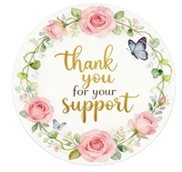 Stiker Desain Bunga Terima Kasih yang Dipersonalisasi dari Kertas Kraft Laminasi Perekat Tahan Air