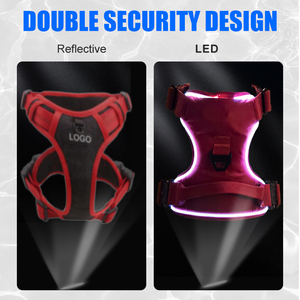 Producción de fábrica de malla de nailon Led <span class=keywords><strong>Pet</strong></span> Rock Light up Dog Vest Reflective Outdoor Party Led Dog Harness Set - Product Image 2