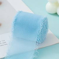 Ruban en Chiffon Bohème Multicolore de 4 cm x 5 Mètres à Bords Effilochés pour Bouquet de Mariage, Emballage et Décoration Cadeau