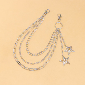 จี้รูปดาวแบบโปร่งหลายชั้น โซ่คล้องกางเกงโลหะผสมสังกะสี สไตล์พังก์ โซ่คาดเอว เครื่องประดับสำหรับใส่ทุกวัน - Product Image 3