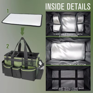 Custom Wholesale Portable Housekeepers Cleaning Tool Organizer <b>Bag</b> Portable Cleaning Caddy Organizer with Foldable <b>Dividers</b> - Product Image 4