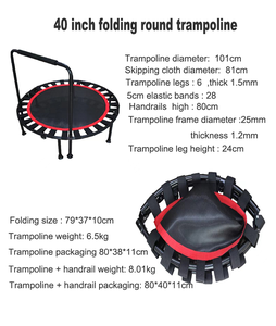 Trampolín redondo Gimnasio Fitness Interior Exterior Plegable Ejercicio Trampolín con mango en L 40 pulgadas - Product Image 6