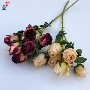 Ramo de Rosas Artificiales de Seda, Hecho a Mano, Estilo Natural, Decoración para el Hogar, Arreglo para Bodas, 7 Cabezas, Ramo Pequeño - Product Image 3