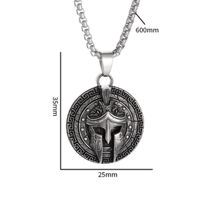 Collana con maglia in lega di guerriero spartano di marca retrò 2025 alla moda con maschera collana pendente da donna - Product Image 2