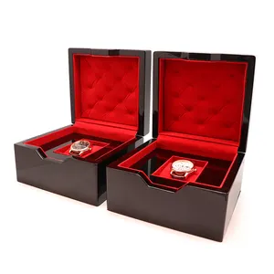 صندوق هدايا خشبي مخملي مخصص للساعات بشعار مخصص صندوق مجوهرات حزمة مجوهرات