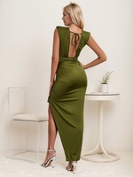 Élégant vert menthe personnalisable femmes formelle thé robe Logo cravate-sangle longue côté fendu qualité robe de soirée pour les filles 2025
