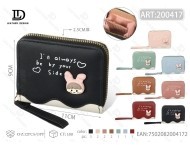 Portafoglio da donna a scomparsa singola, piccolo, in microfibra, in similpelle, con chiusura a cerniera, stampa cartoon, alla moda, per tutte le stagioni - Product Image 1