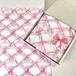 กระดาษห่อของขวัญ 17 กรัม ลายโบว์สีชมพูหวานๆ สำหรับเสื้อผ้าและของขวัญระดับไฮเอนด์ สินค้าใหม่พร้อมส่ง 50*70 ซม. ปรับแต่งได้ - Product Image 1