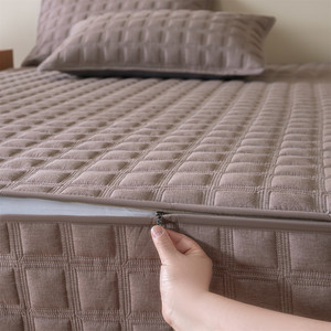 Protège-<span class=keywords><strong>matelas</strong></span> matelassé 100 % coton avec fermeture éclair intégrale, protection de lit à 720 degrés pour chambre à coucher, drap-housse intégral - Product Image 5