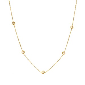Korean Style Gold Plated Clavicle Chain Necklace With Round Diamonds Stainless Steel Everyday Wear Jewelry N4086 - Product Image 5