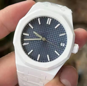Montre-bracelet automatique mécanique élégante en céramique et acier inoxydable, cadran en saphir bleu foncé de 41 mm, épaisseur de 10,5 mm - Product Image 2