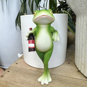 กระถางเรซิ่นแขวนรูปกบสำหรับปลูกต้นไม้รูปปั้นกบดื่มแบบตลกกระถางดอกไม้เครื่องประดับสำหรับสวน - Product Image 5