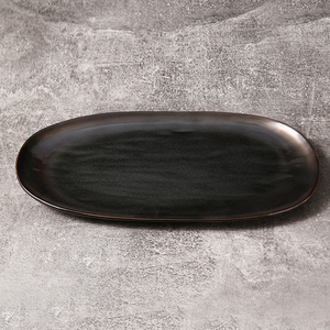 WEIYE piatto da portata ovale giapponese vassoio di <span class=keywords><strong>servizio</strong></span> <span class=keywords><strong>piatti</strong></span> da portata in <span class=keywords><strong>porcellana</strong></span> nera liscia per la ristorazione - Product Image 5