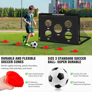 Portería de fútbol para niños para juego de patio trasero, paquete de 2 redes de fútbol emergentes portátiles de 4x3 pies, equipo completo de entrenamiento juvenil con objetivo - Product Image 4