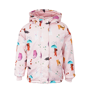 Veste matelassée pour filles, imprimé animal, rose, à capuche, avec doublure en polaire et fermeture éclair, pour enfants de 2 à 8 <span class=keywords><strong>ans</strong></span> - Product Image 2