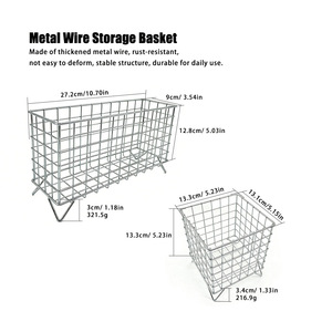 Silver Metal Square <b>Mesh</b> <b>Storage</b> <b>Basket</b> 1 Tier Hollow Office Home Organizer Bathroom Kitchen Countertop Use - Product Image 5
