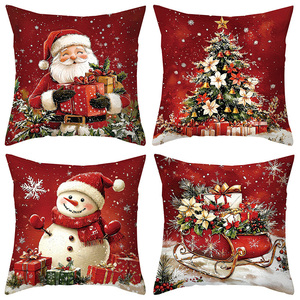 Lot de <span class=keywords><strong>4</strong></span> housses de coussin décoratives en tissu peau de pêche pour Noël, cadeaux du Père Noël, décorations de Noël, cadeaux de fête personnalisés - Product Image 3