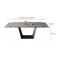Table à manger extensible de luxe 6 places en pierre frittée, ensemble table et 6 chaises, mobilier de Chine, Guangdong, usine de Foshan