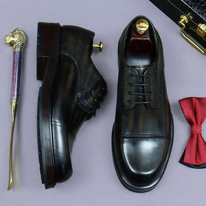 Chaussures Derby carrées de luxe sur mesure pour hommes en cuir véritable respirant, antidérapantes et désodorisantes pour mariages et affaires - Product Image 2