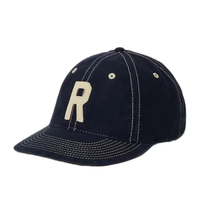 Gorra de Béisbol y Golf Azul Marino con Logotipo Personalizado, Parche de Letras Crema, Costuras en Contraste, Visera Curva, Proveedor Mayorista de Fábrica