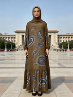 Robe Abaya musulmane pour femmes Megobey, tissu brocart Yunjin sophistiqué, longueur cheville, robe islamique en polyester, écologique, ODM